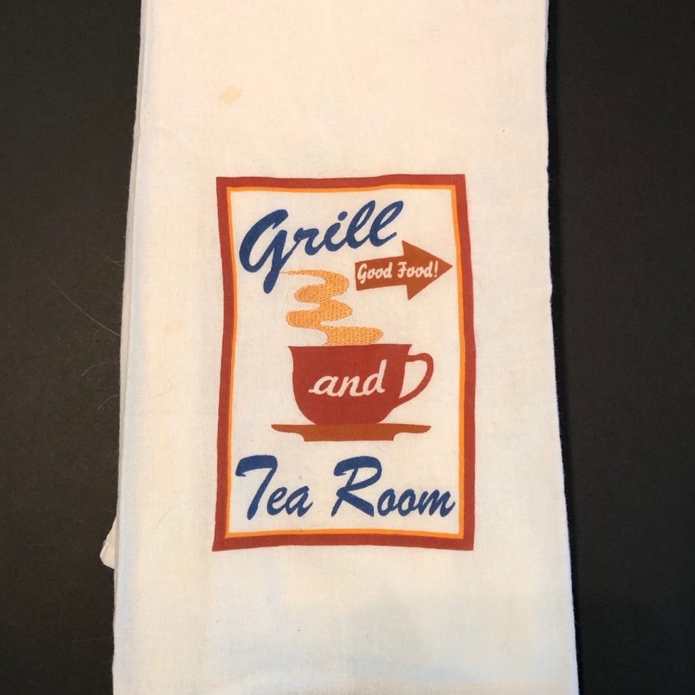 Retro Tea Towel Embroidered “Grill And Tea Towel”